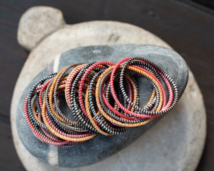 Recycled Flip Flop Bracelets from Mali - Green & Black